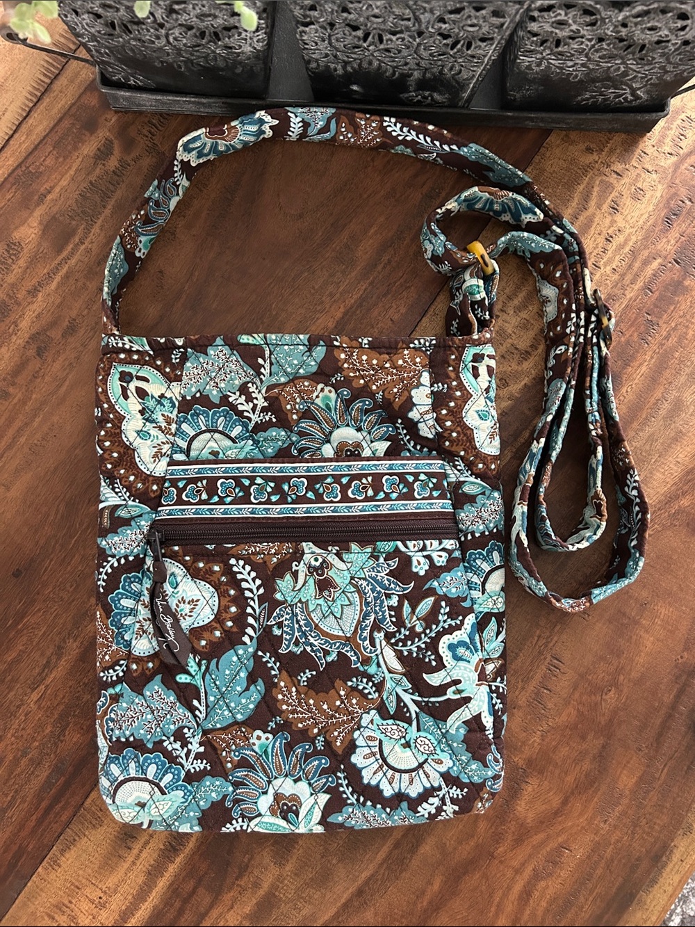 Vera Bradley Brown & Teal Quilted Floral Crossbody
